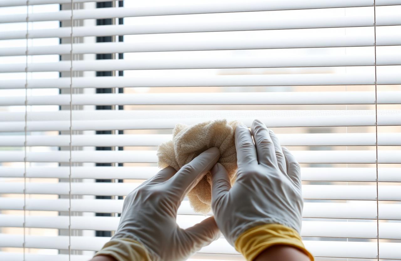 Blinds being cleaned at a Melbourne property